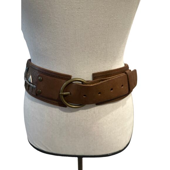 Womens Abercrombie & Fitch Brown Genuine Leather Decorative Belt. Size S/XS - Picture 1 of 4